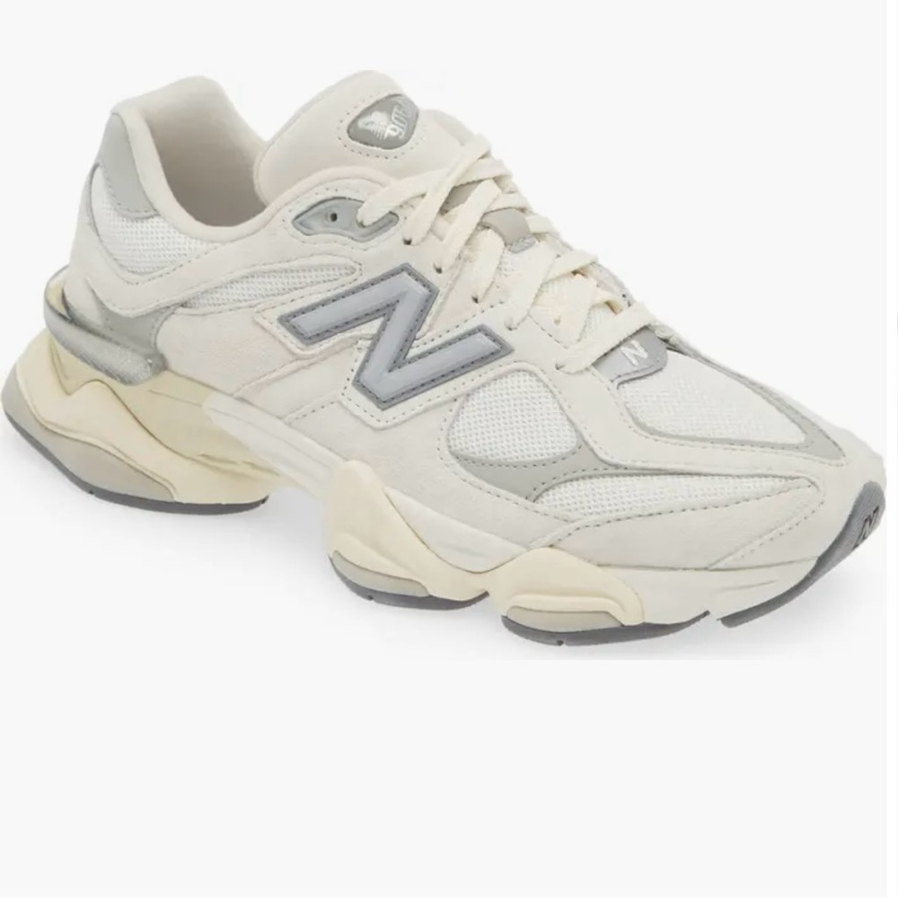 New Balance Women's Cream and Gray Retro-Style Athletic Sneaker